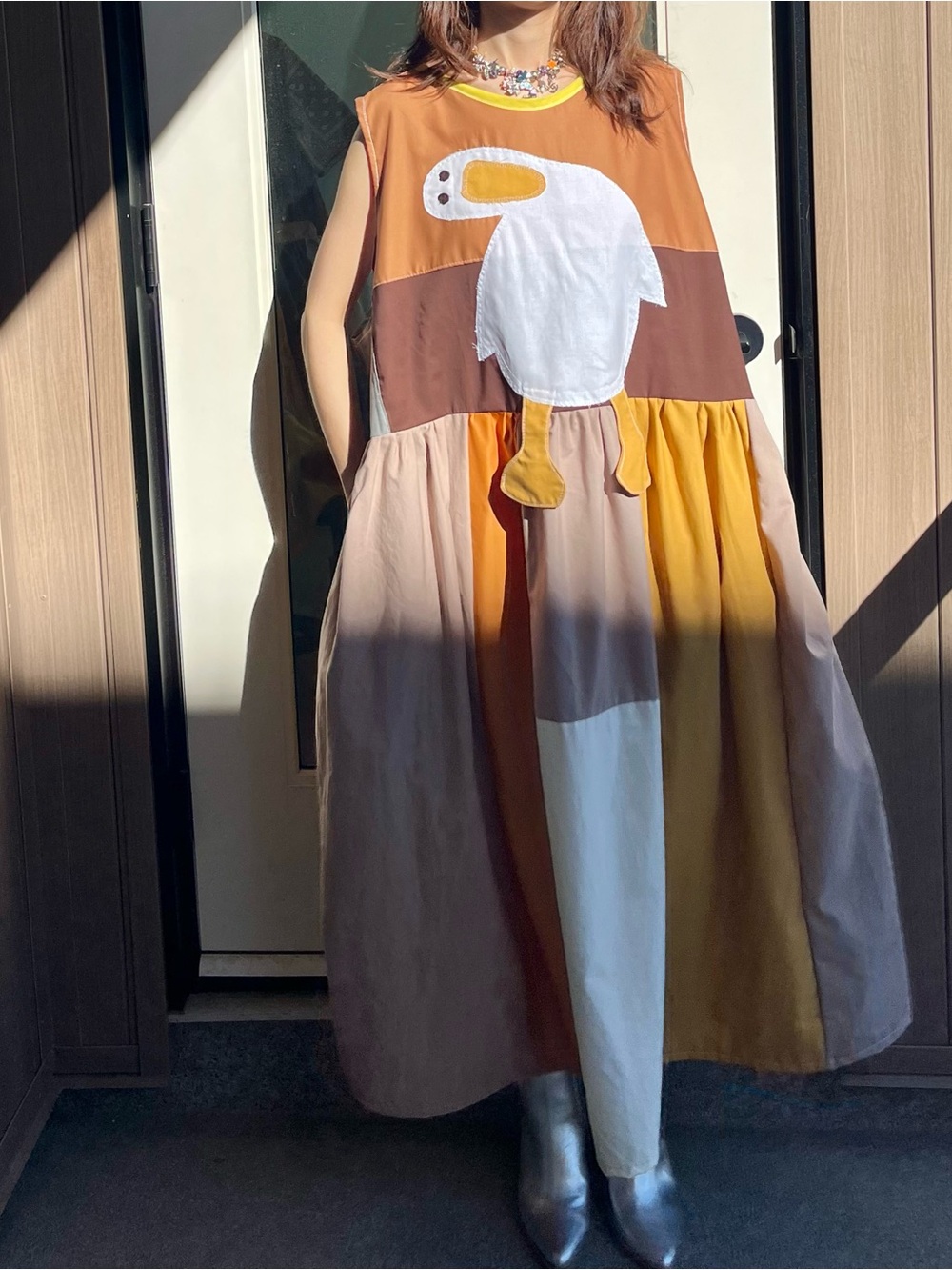 Confused Silly White Duck | Handmade Duck Appliqué Quilt Dress | SKU 10044
